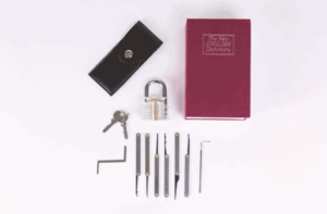 lock picking tools laid out